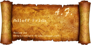 Adleff Frida névjegykártya